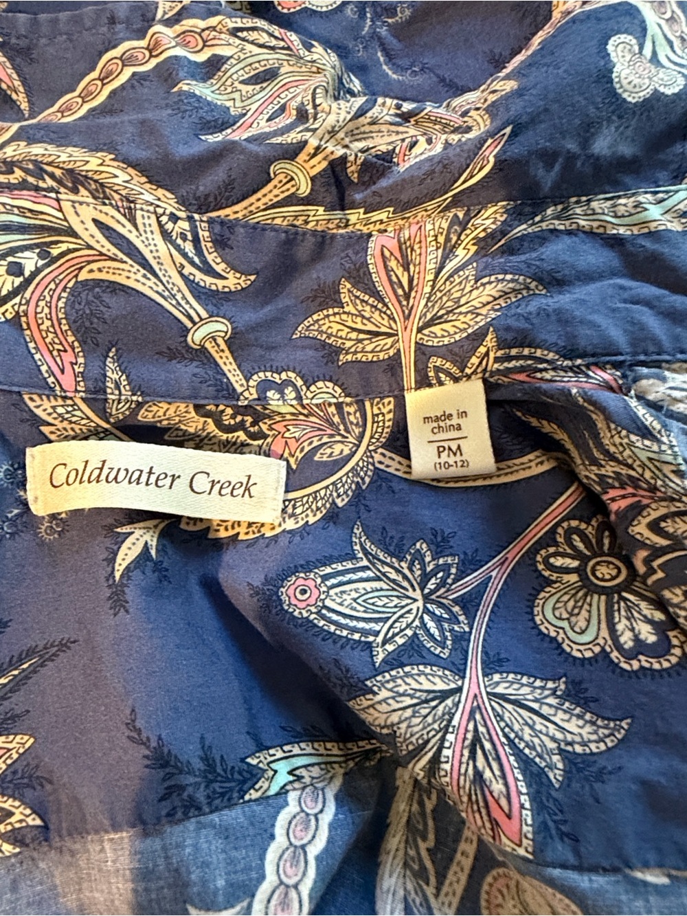 Coldwater Creek Navy Paisley Print Top - Picture 3 of 6